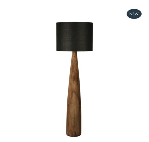 SAMSON WOOD FLOOR LAMP SADDLE BASE BLACK SHADE By Florabelle Living