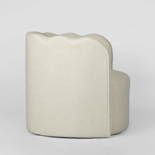 Camille Scallop Armchair Natural with White Piping By Florabelle Living