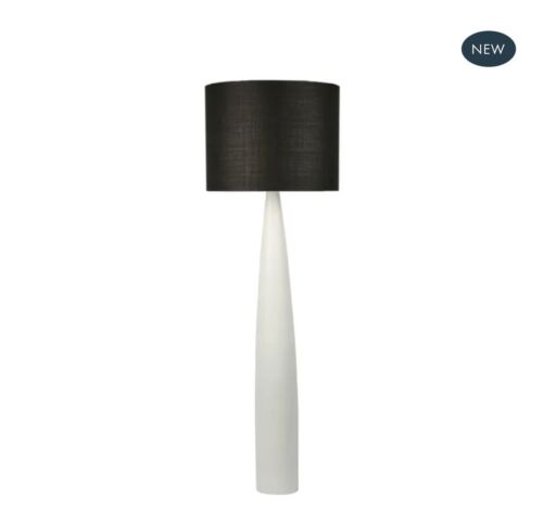 SAMSON FLOOR LAMP BASE WHITE WITH BLACK SHADE by Florabelle Living