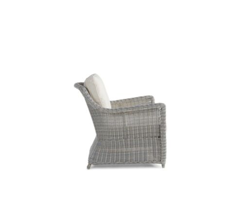 Avalon Outdoor Lounge Chair by Wisteria Design - White with Grey cushions