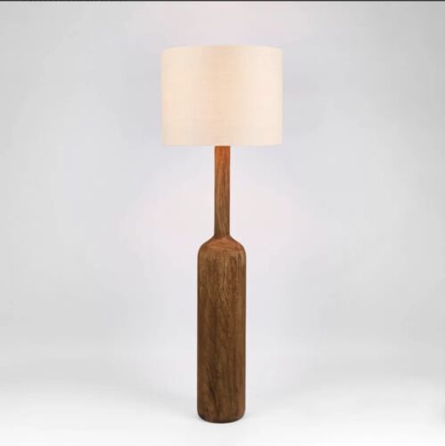 FLASK WOOD FLOOR LAMP SADDLE BASE W NATURAL SHADE Florabelle Living