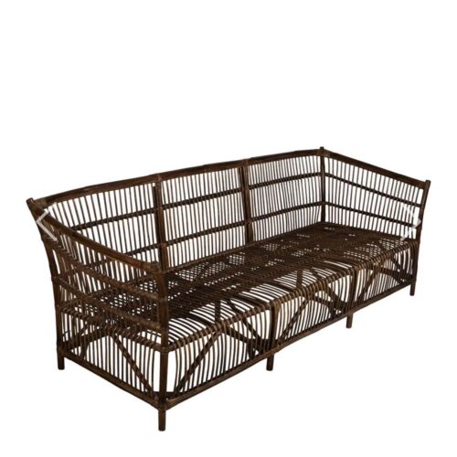 Alabama Rattan 3 Seater Sofa In Dark Antique With Cushions