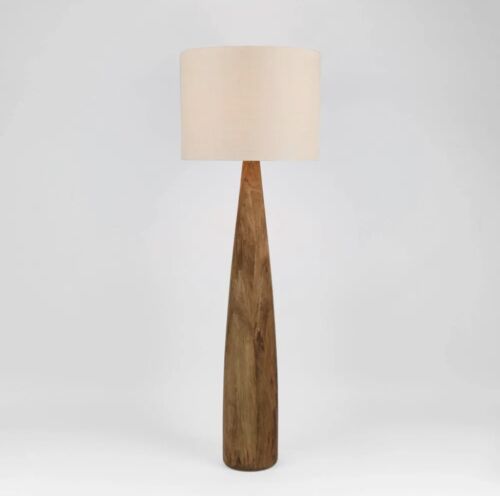 ** Pre order SAMSON WOOD FLOOR LAMP SADDLE BASE NATURAL SHADE Due 27 FEB 25