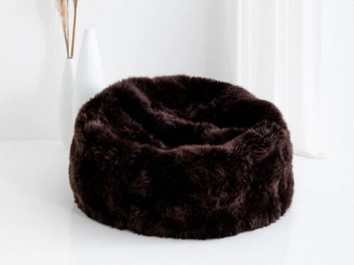 LONG WOOL BEAN BAG Sheepskin - STEEL 92 X 92 CM