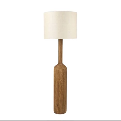 FLASK WOOD FLOOR LAMP SADDLE BASE W NATURAL SHADE Florabelle Living