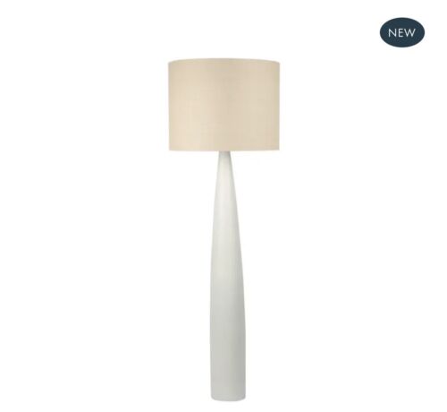 SAMSON FLOOR LAMP BASE WHITE WITH NATURAL SHADE By Florabelle Living