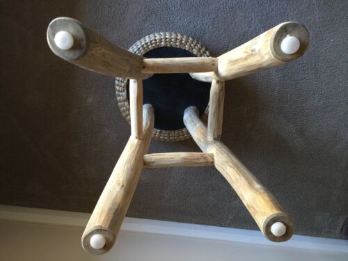 BAR / COUNTER  STOOL - TIMBER LEGS AND WATER HYACINTH SEAT - 65 H X 34 W CM