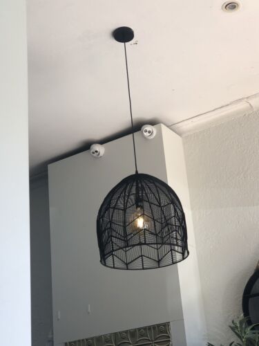 Kudu large black pendant hanging light black paper string 45 x 48 cm