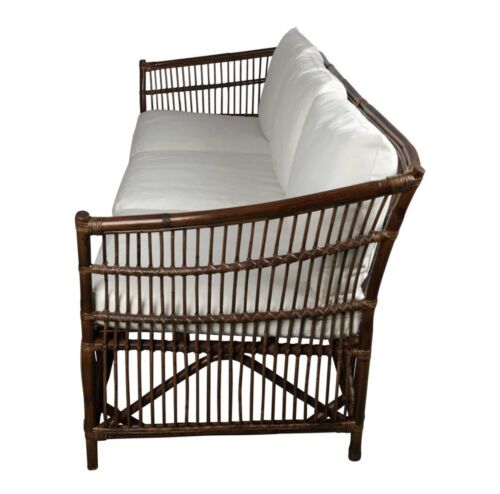 Alabama Rattan 3 Seater Sofa In Dark Antique With Cushions