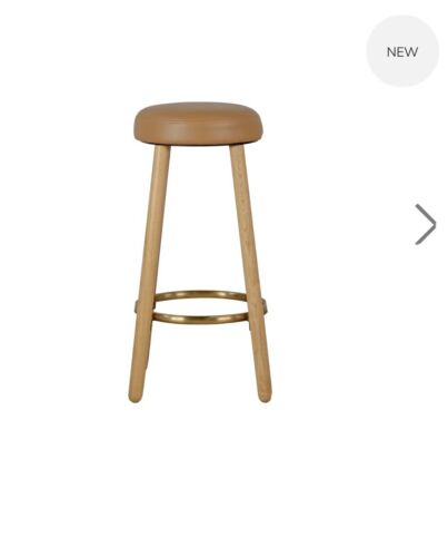 HIGH END Button Kitchen Bar Stool - Tan Vegan Leather by Satara