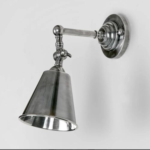 UTOPIA WALL LIGHT WITH METAL SHADE ANTIQUE SILVER