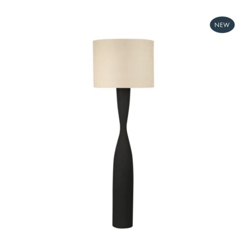 Callum Floor Lamp Base Black with Natural Shade By Emac & Lawton