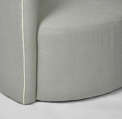 Camille Scallop Armchair Seafoam with White Piping