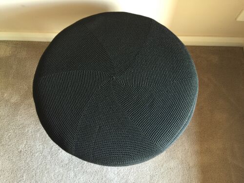 LOW STOOL/COFFEE TABLE/SIDE TABLE-TIMBER LEGS AND BLACK KNITTED TOP-40H X 60 D