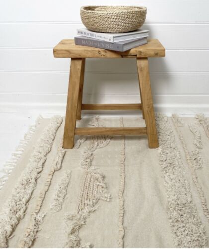 HIGH QUALITY BOHO  Floor Rug Dhurry Cotton Tuft in Natural 120 x 180 cm