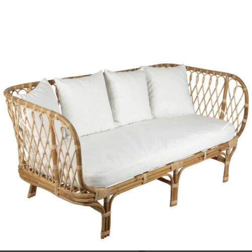 Gato Natural Rattan 3 Seater Sofa With Cushions