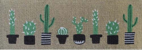 Thick Long Doormat "Long Green Cactus Pots" by Doormat designs 120 X 45 X 4cm
