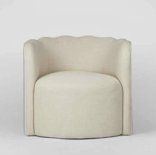 Camille Scallop Armchair Natural with White Piping By Florabelle Living