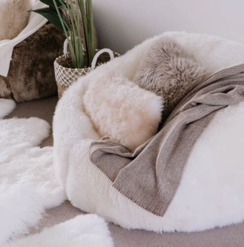 Long Wool Bean Bag By Fibre By Auskin IVORY 92 X 92 CM
