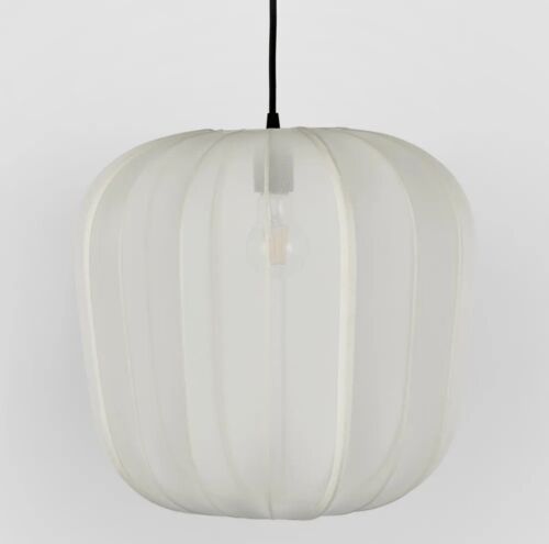 PUMPKIN CEILING PENDANT LARGE IVORY with Black Cord By Emac & Lawton