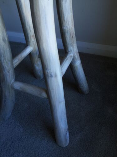 BAR / COUNTER  STOOL - TIMBER LEGS AND WATER HYACINTH SEAT - 65 H X 34 W CM