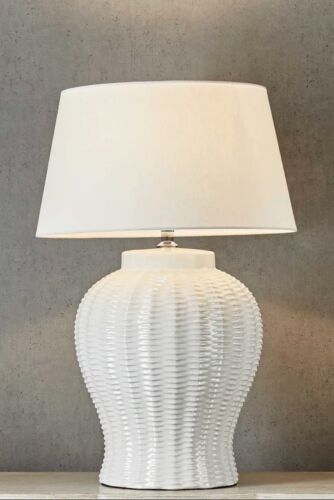 DRAWBRIDGE CERAMIC TABLE LAMP BASE WHITE WITH SHADE By Emac Lawton