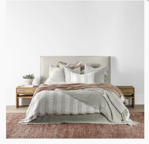 Fully upholstered Tate Bedhead - Queen Oatmeal FREE DELIVERY MELBOURNE