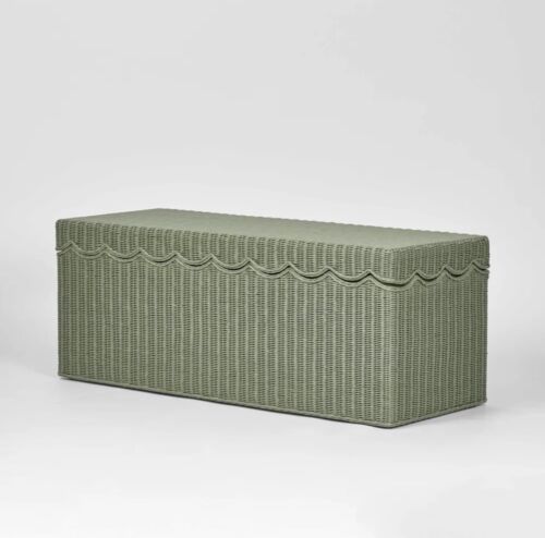 BELLE RATTAN STORAGE BENCH GREEN By Florabelle Living
