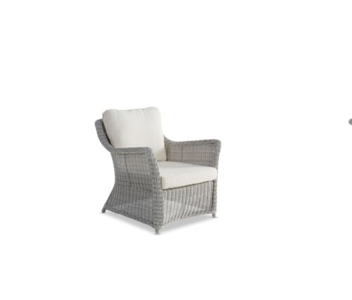 Avalon Outdoor Lounge Chair by Wisteria Design - White with Grey cushions