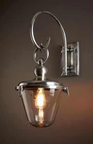 SAVOY OUTDOOR WALL LIGHT WITH GLASS SHADE ANTIQUE BRASS By Emac & Lawton