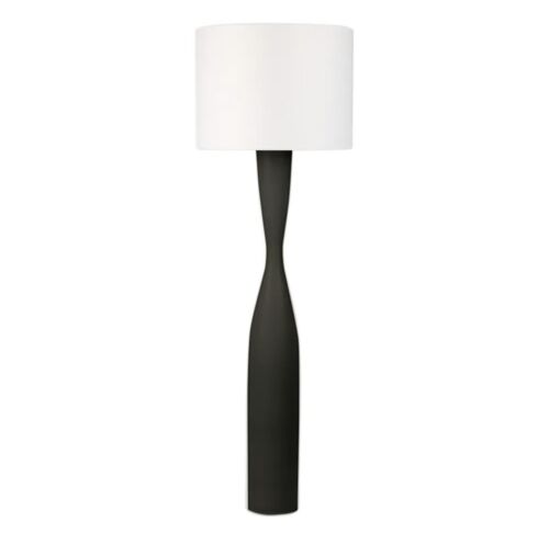 Callum Floor Lamp Base Black with White Shade By Emac & Lawton