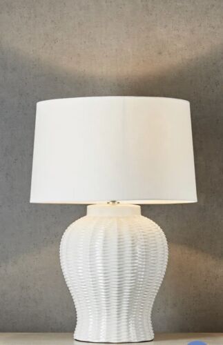 DRAWBRIDGE CERAMIC TABLE LAMP BASE WHITE WITH SHADE By Emac Lawton