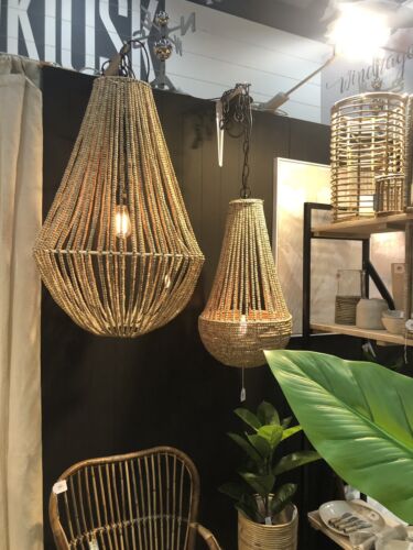 Aria Chandelier - Natural Wooden Beaded Pendant - EX DISPLAY STOCK RRP$589.00