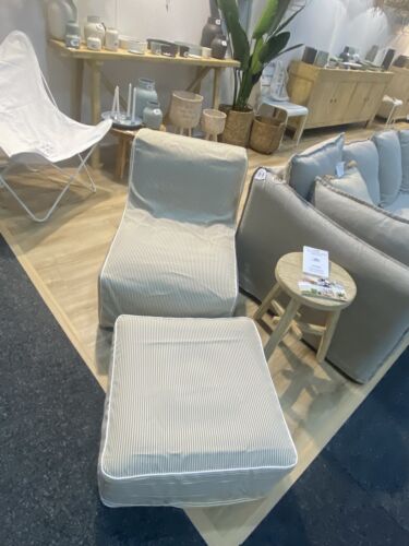 Blo Inflatable Ottoman - OUTDOOR  Beige Stripe - great for beach or poolside