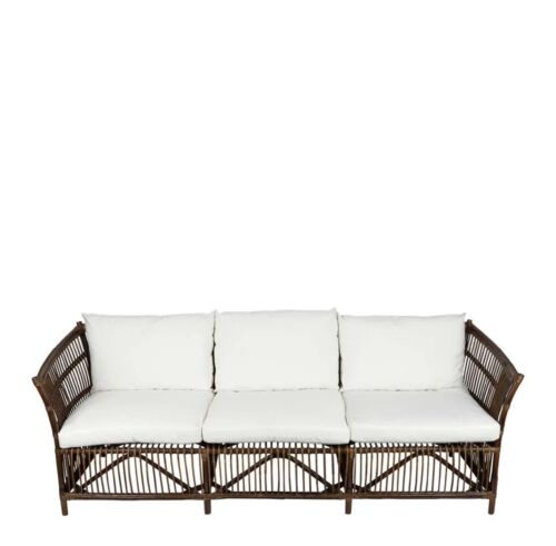 Alabama Rattan 3 Seater Sofa In Dark Antique With Cushions