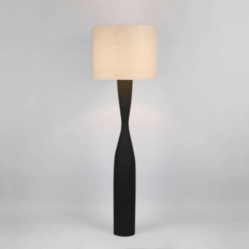 Callum Floor Lamp Base Black with Natural Shade By Emac & Lawton