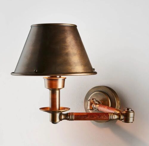 BENTON WALL LIGHT WITH METAL SHADE ANTIQUE BRASS By Emac & Lawton