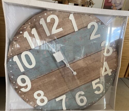 Clock Blue boards with Blue stripe - 58 cm by Lavida