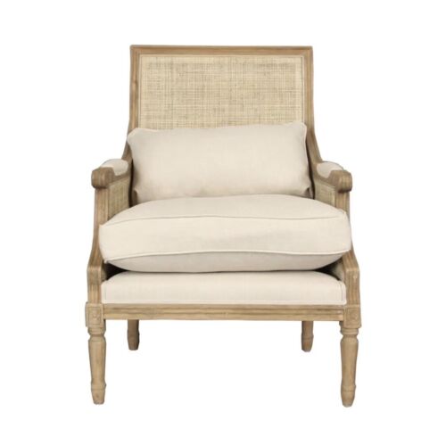 HICKS RATTAN CANED ARMCHAIR with Natural Cushions by Florabelle