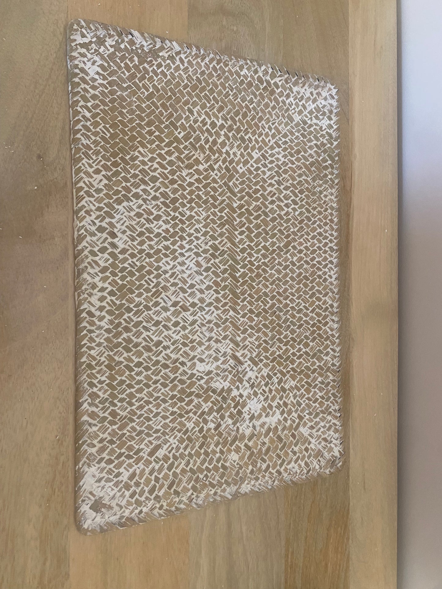 Set of 6 whitewash long weave placemats 45 x 30 cm