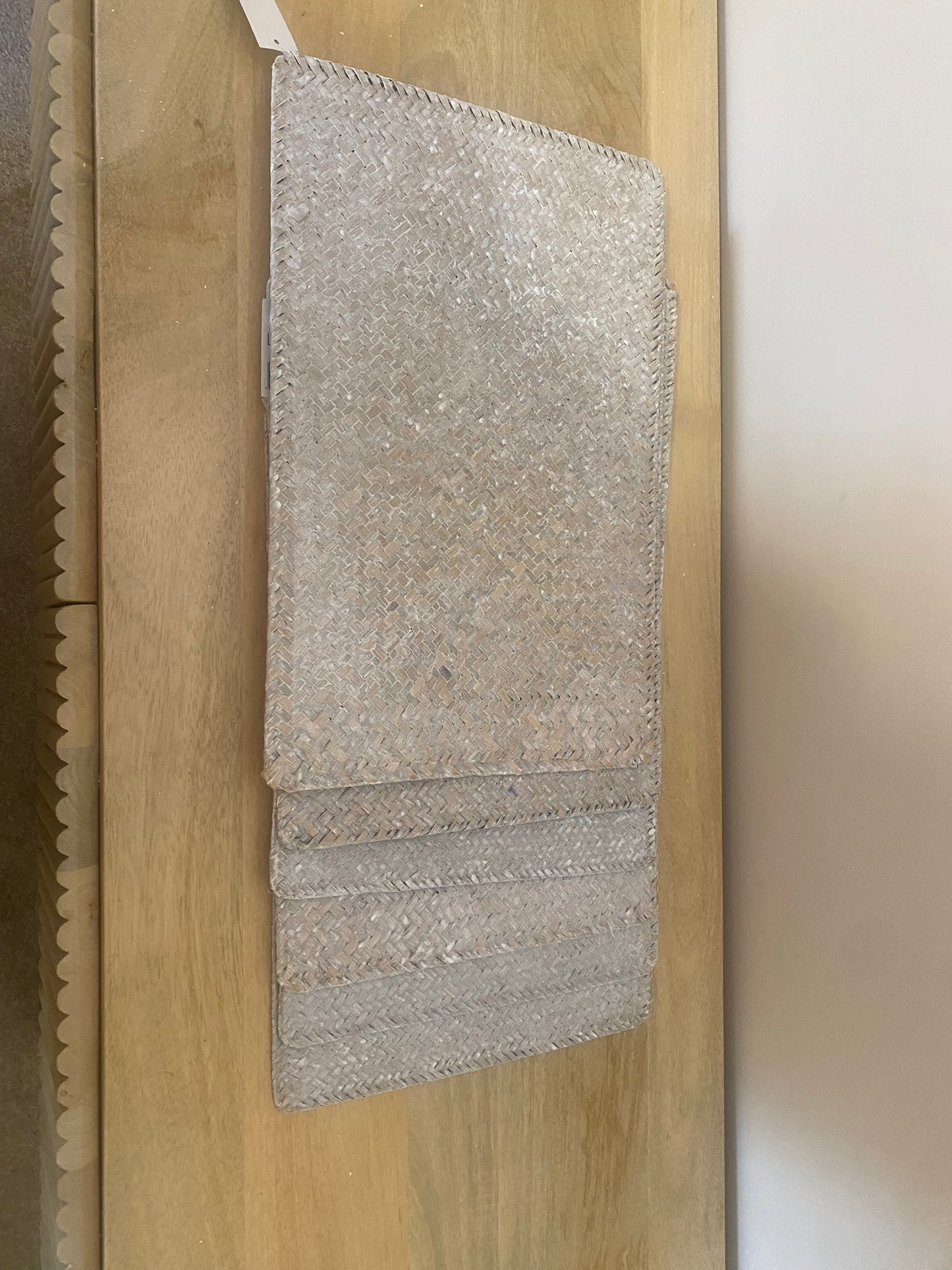 Set of 6 - grey natural wash long weave place mats