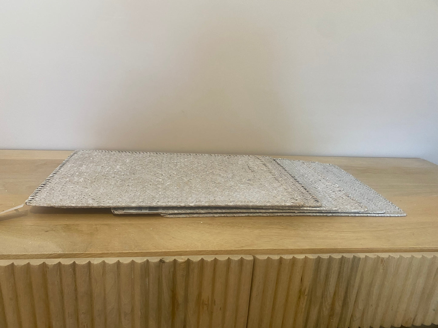 Set of 6 - grey natural wash long weave place mats