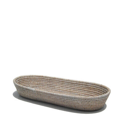Oval Bread Basket in fine weave natural rattan W42 x D10 x H9 cm