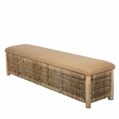 CANCUN WICKER BENCH SEAT / STORAGE NATURAL by Florabelle 170 L cm