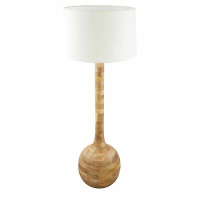 NEW - SITAR - NATURAL - TURNED WOOD FLOOR LAMP INCLUDING SHADE By Florabelle