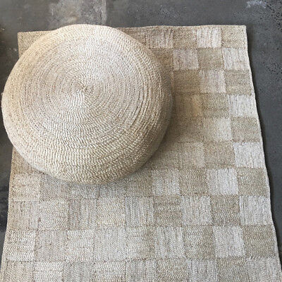 HIGH QUALITY HAND MADE JUTE CHECK FLOOR RUG - NATURAL - 125 X 185  CM
