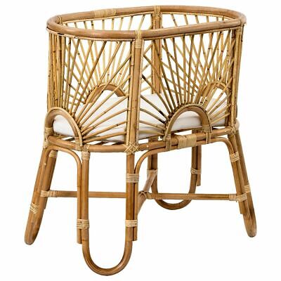 Sunrise Rattan Bassinet 5cm White Cushion - Natural -MELB & ADEL DELIVERY ONLY