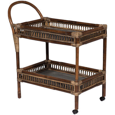 Seville Rattan Bar Trolley Cart Tea Cart Bamboo