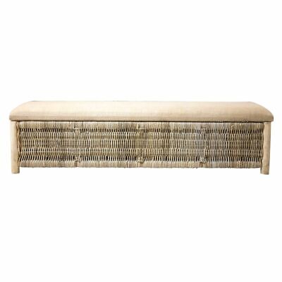 CANCUN WICKER BENCH SEAT / STORAGE NATURAL by Florabelle 170 L cm