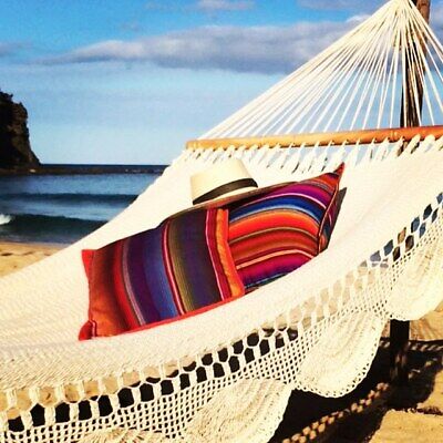 HAND MADE in Central America Nicaraguan Large Hammock NATURAL with Crochet edge